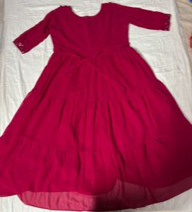 GEOGRETTE DARK PINK MAXI DRESS