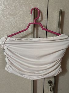 White Ruched Tube Top
