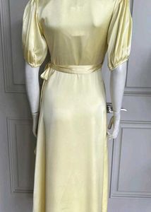 Zara Yellow Satin Midi Dress