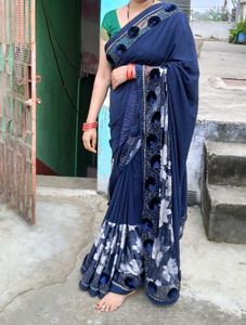 Elegant Blue Floral Saree