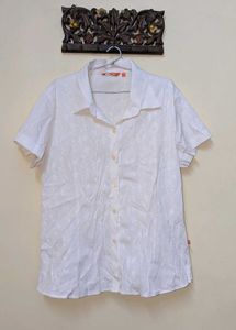 White Patterned Short Sleeve Shirt