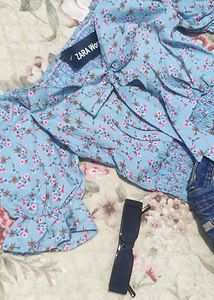 Beautiful Blue Korean Crop Top