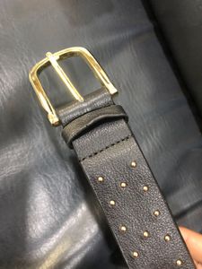 Genuine Leather Black Studded Belt