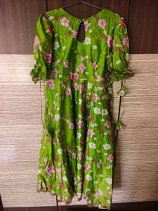 Aachho Green Chanderi Anarkali Suit Set XL