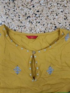 Mustard Embroidered Kurta