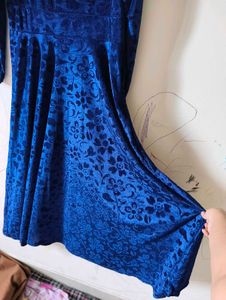 Elegant Blue Velvet Dress