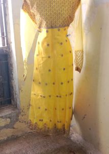 Elegant Yellow Embroidered Ethnic Gown