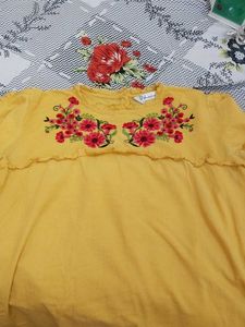 Cute Embroidered Yellow Top