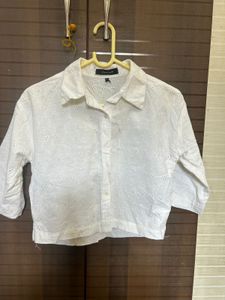 White Embroidered Crop Top