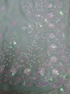 Sea Green Sequined Dress Material