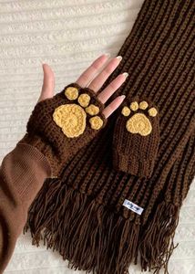 Cute Cat Paw Fingerless Gloves