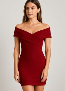 Red Ribbed Mini Dress
