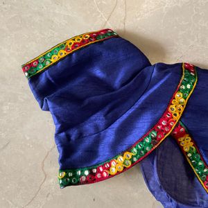 Vintage-Inspired Blue Embellished Blouse