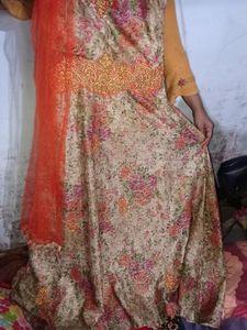 Orange Trend Gown Frock For Girls