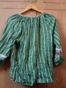 Striped Embroidered Top