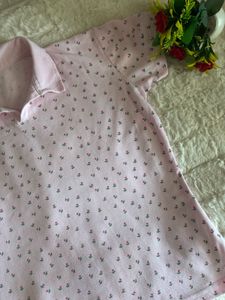 Pink Floral Polo Shirt