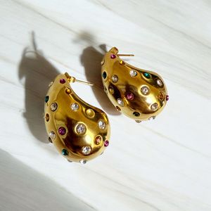 Diamond Studded 18K Gold Plated Studs