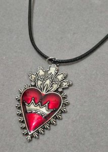 Red Sacred Heart Crown Necklace