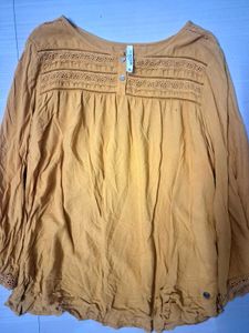 Mustard Embroidered Top