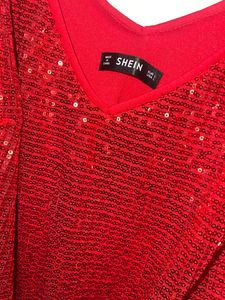 Shein Red Spaghetti Sequins Dress