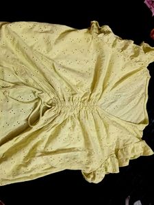 Cute Yellow Eyelet Top