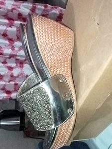 Silver Embalished Heel Wedges