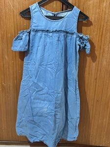 Cute Denim Cold Shoulder Dress