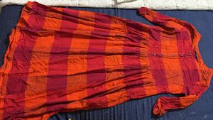 Red &amp; Orange Checkered Midi Dress