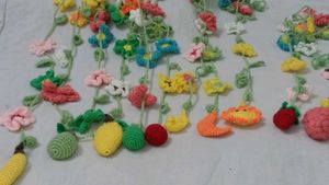handmade crochet toran with fruits and flower