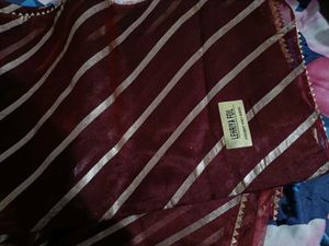 New Maroon Saree With Blouse Piece