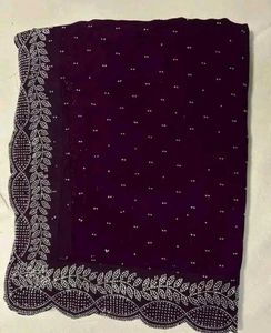 Elegant Purple Saree with Detailing