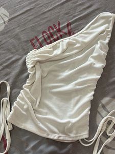 White One Shoulder Crop Top