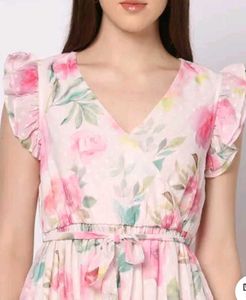 Women Floral Mini Flounce Dress