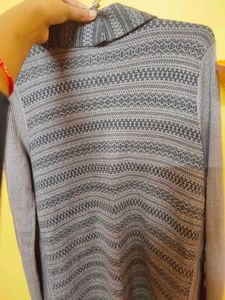 warm long shrug...grey nd black combination