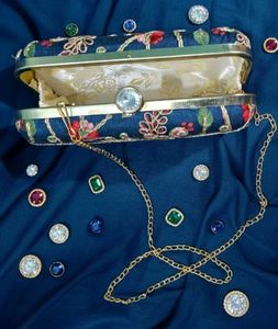 Blue Embroidery Clutch