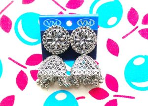 🤍✨Silver Jhumka Earrings