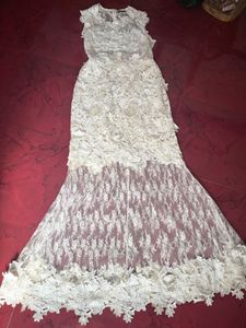 Elegant Lace Maxi Dress with organza