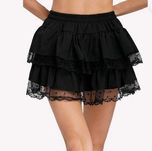Tiered Black Lace Skirt