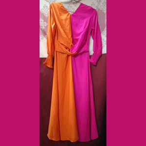 Binate-toned wrap dress