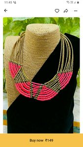 Boho Beaded Statement Necklace By Koshka Meow Meo