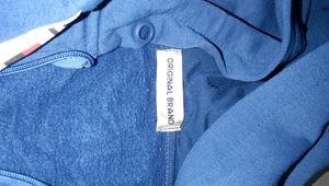 Blue Front Zipper Sweat Shirt