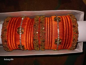 Orange Bangle Set with Hair Band