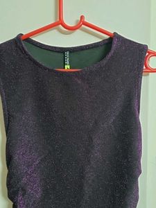 Sparkly Purple Ruched Dress