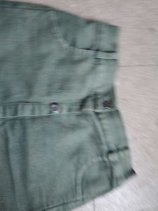 Green Denim Button-Front Skirt