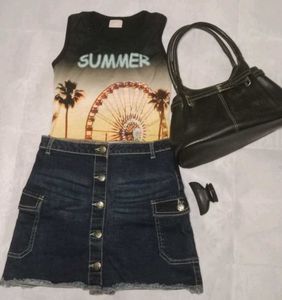 Y2K denim mini skirt