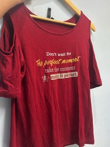 Jealous 21 Red Cold Shoulder Top