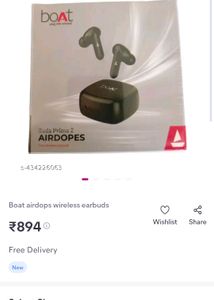Boat Airdops Bluetooth Earbuds New With Box