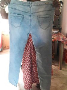 Cyan Color Jeans For Women