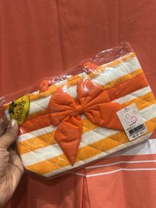 Orange n White Striped Dress 👗 Matching Bag