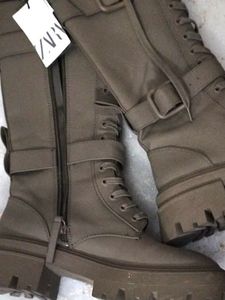 Zara combat lace up knee High Boots